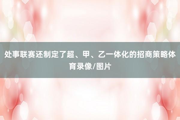 处事联赛还制定了超、甲、乙一体化的招商策略体育录像/图片