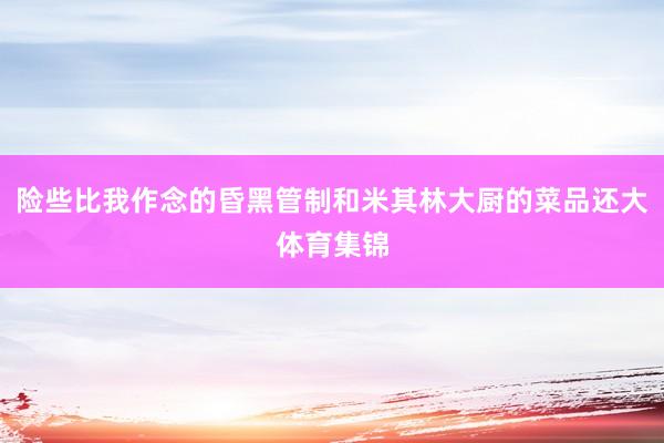 险些比我作念的昏黑管制和米其林大厨的菜品还大体育集锦