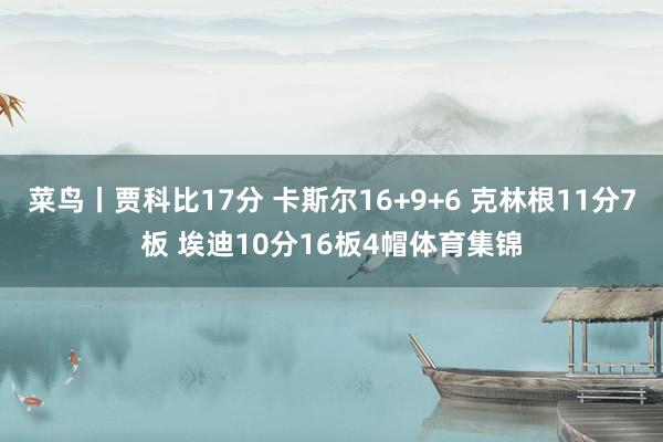 菜鸟丨贾科比17分 卡斯尔16+9+6 克林根11分7板 埃迪10分16板4帽体育集锦