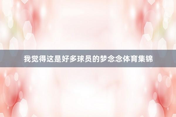 我觉得这是好多球员的梦念念体育集锦