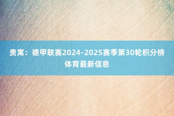 贵寓:德甲联赛2024-2025赛季第30轮积分榜体育最新信息