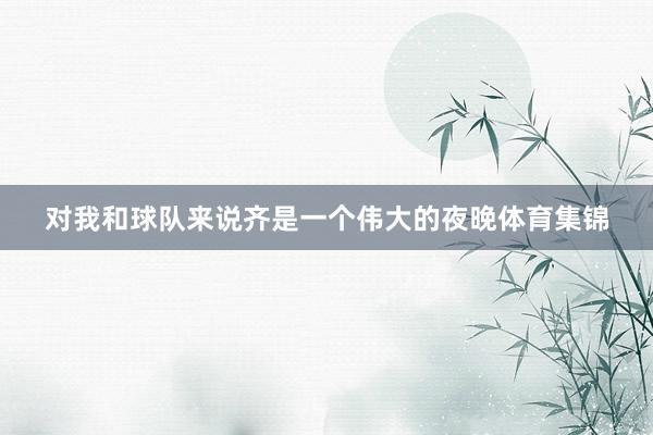 对我和球队来说齐是一个伟大的夜晚体育集锦