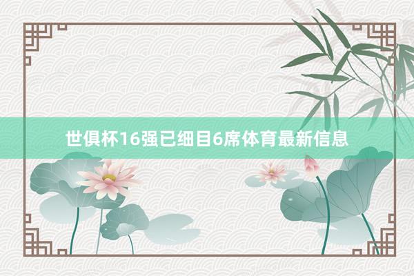 世俱杯16强已细目6席体育最新信息