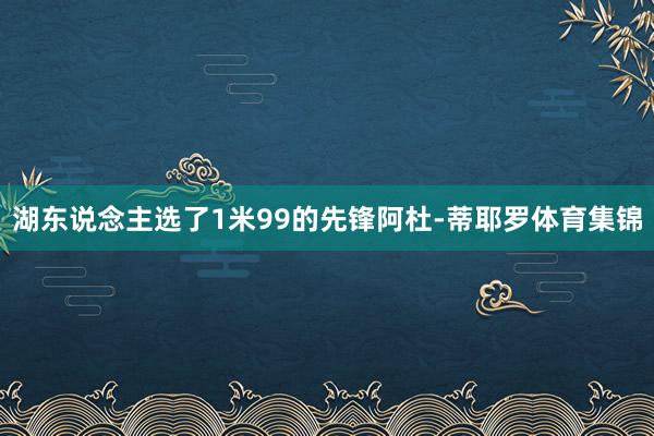 湖东说念主选了1米99的先锋阿杜-蒂耶罗体育集锦
