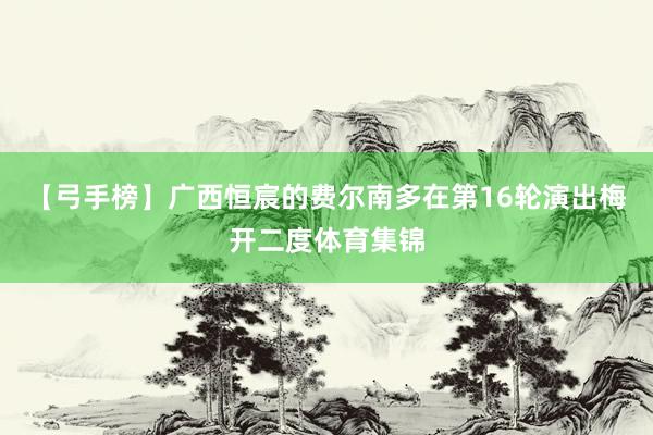 【弓手榜】广西恒宸的费尔南多在第16轮演出梅开二度体育集锦