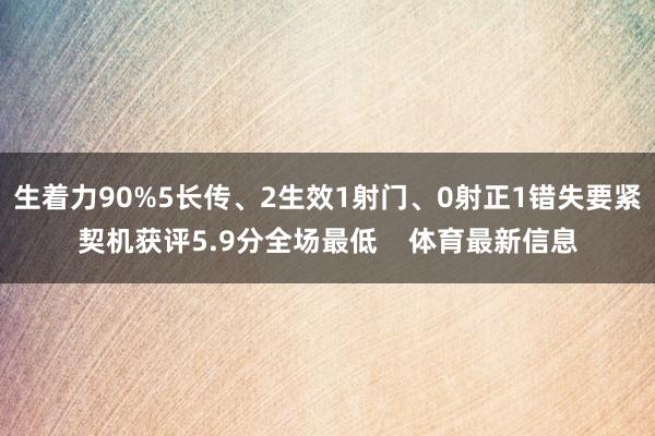 生着力90%5长传、2生效1射门、0射正1错失要紧契机获评5.9分全场最低    体育最新信息