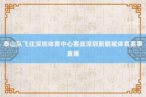 泰山队飞往深圳体育中心客战深圳新鹏城体育赛事直播