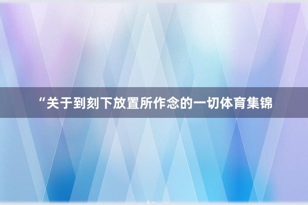 “关于到刻下放置所作念的一切体育集锦
