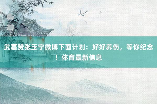 武磊赞张玉宁微博下面计划：好好养伤，等你纪念！体育最新信息