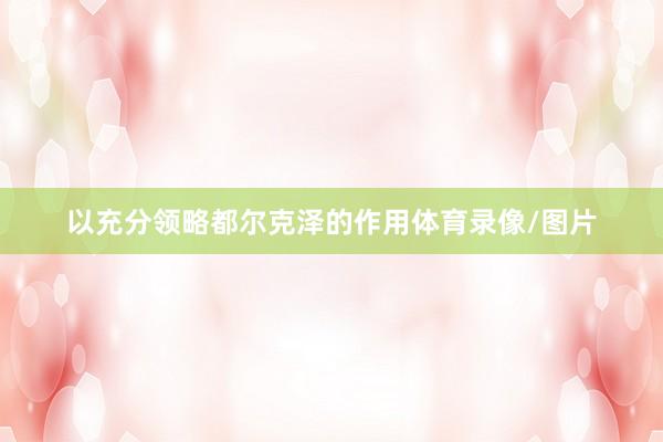 以充分领略都尔克泽的作用体育录像/图片